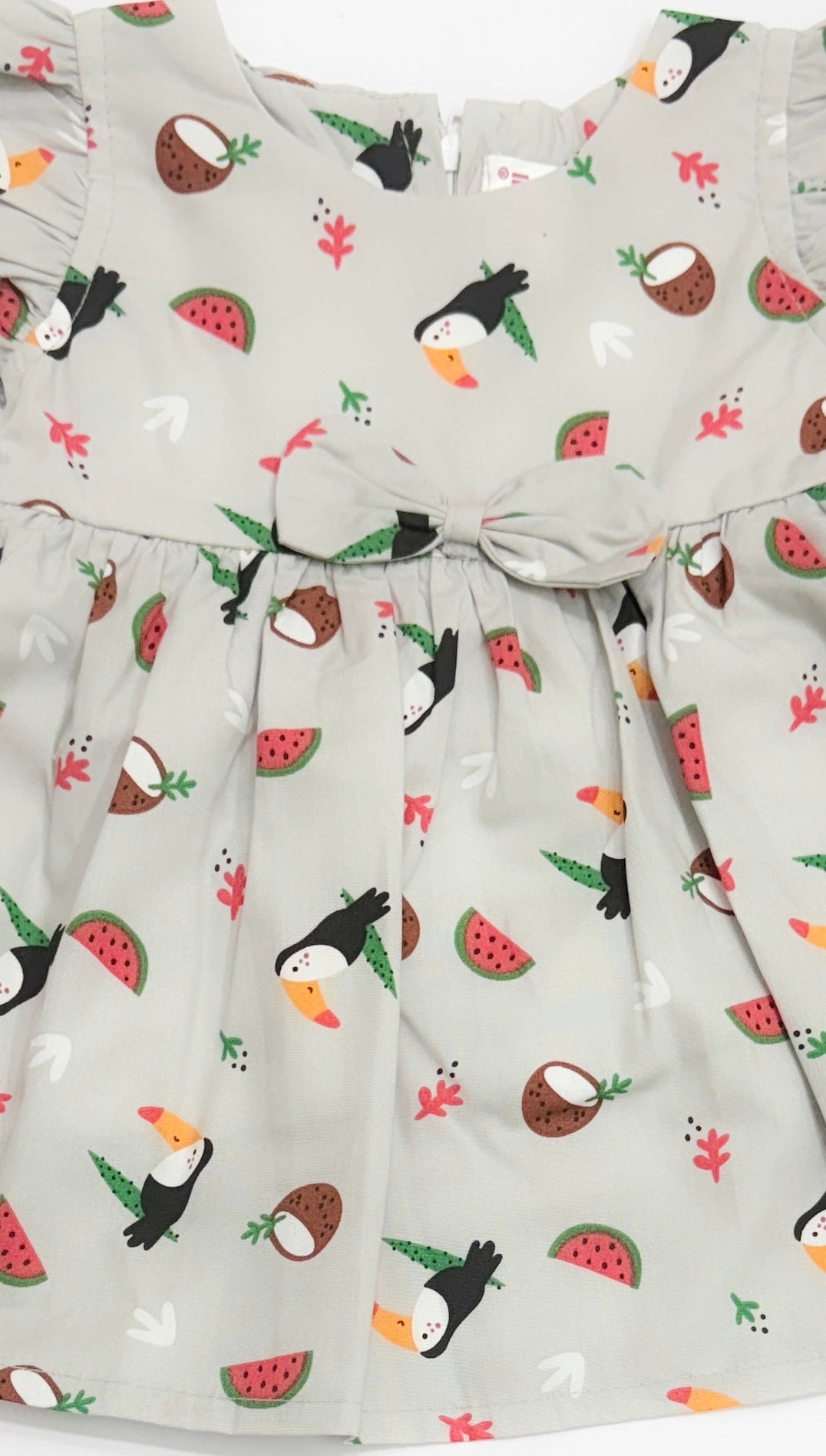 MINIHUG-  FRUIT PRINTED GREY FROCK DRESS