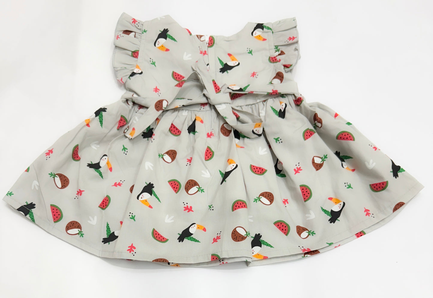 MINIHUG-  FRUIT PRINTED GREY FROCK DRESS