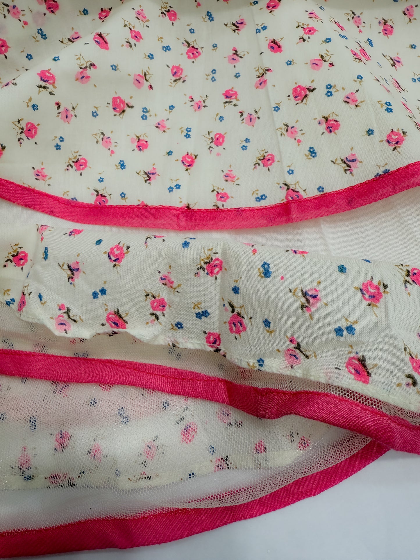 MINIHUG Floral Layered Baby Girl Frock with Pink Bow