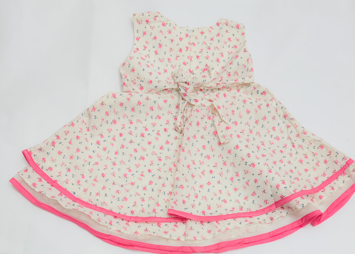 MINIHUG Floral Layered Baby Girl Frock with Pink Bow