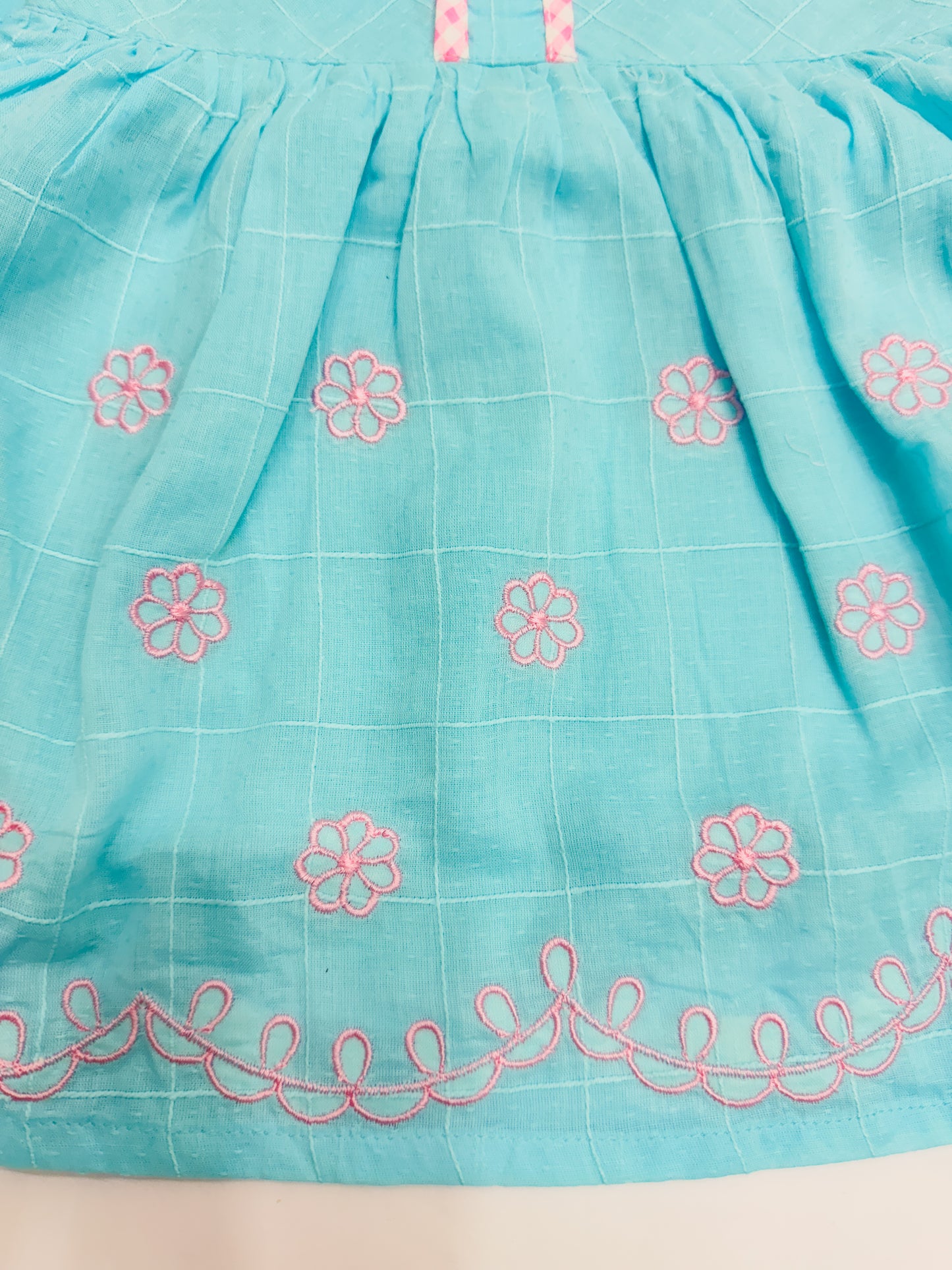 Floral Embroidery  Sky Blue Baby Girl Frock