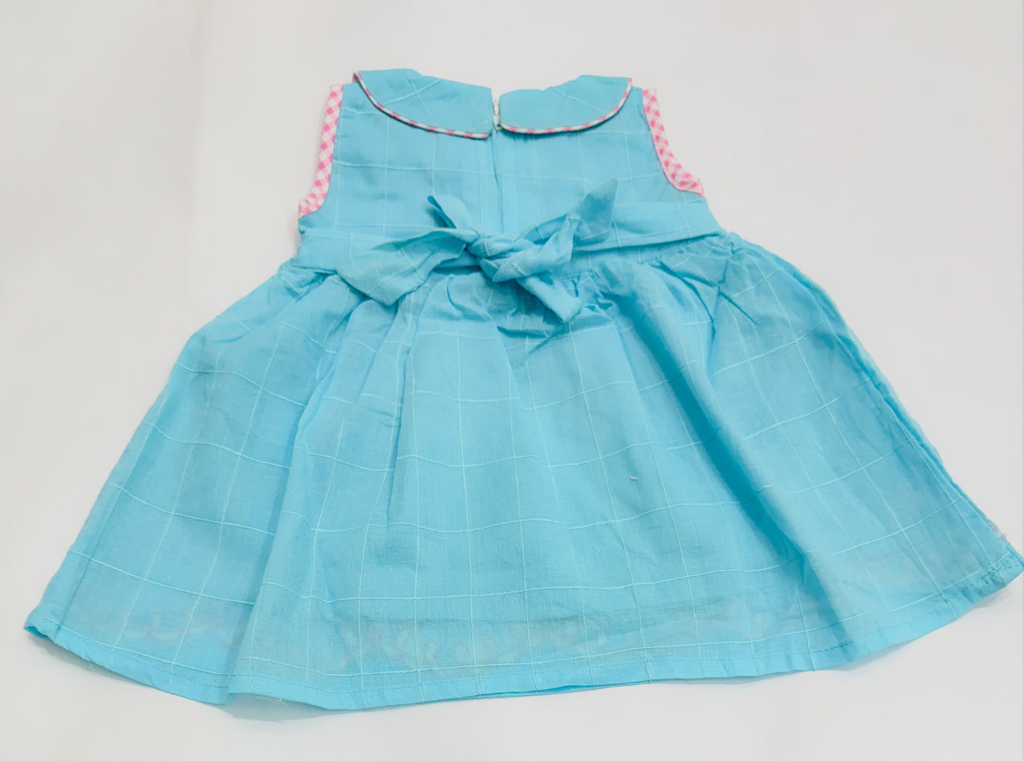 Floral Embroidery  Sky Blue Baby Girl Frock