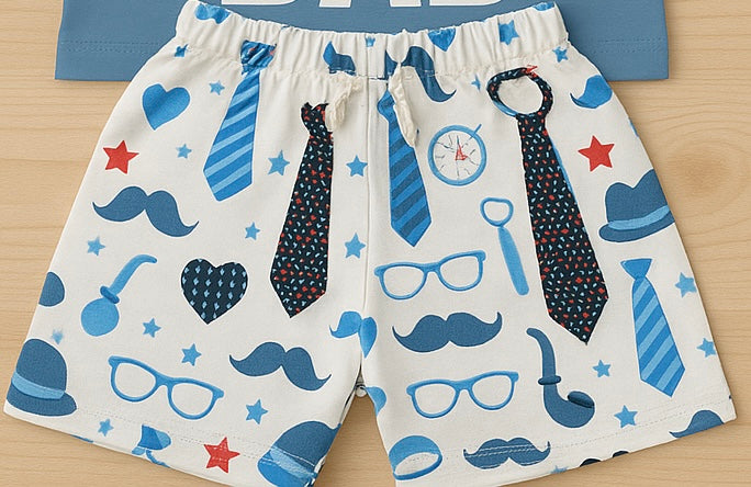 Mini Hug "World's Best Dad" Baby Boys' Cotton T-Shirt & Shorts Set - Blue