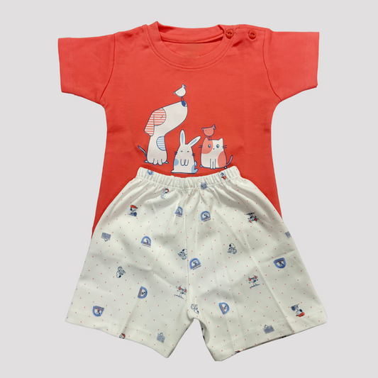 Tiny Trends Baby Animal Print T-Shirt and Shorts Set – Size L (12-18 Months)