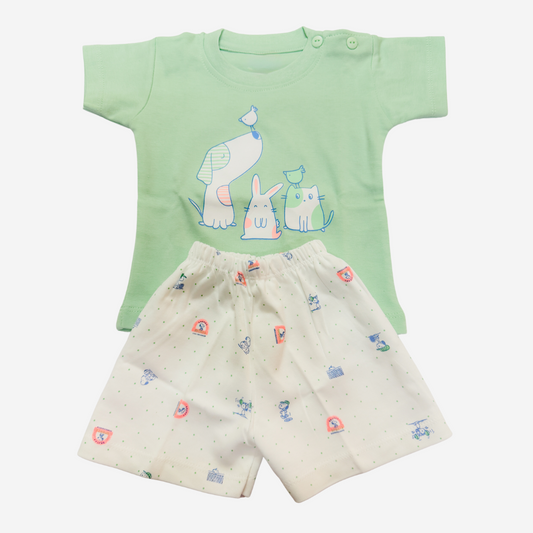 Tiny Trends Baby Unisex Animal Squad Printed T-Shirt & Shorts Set –  S, L, XL