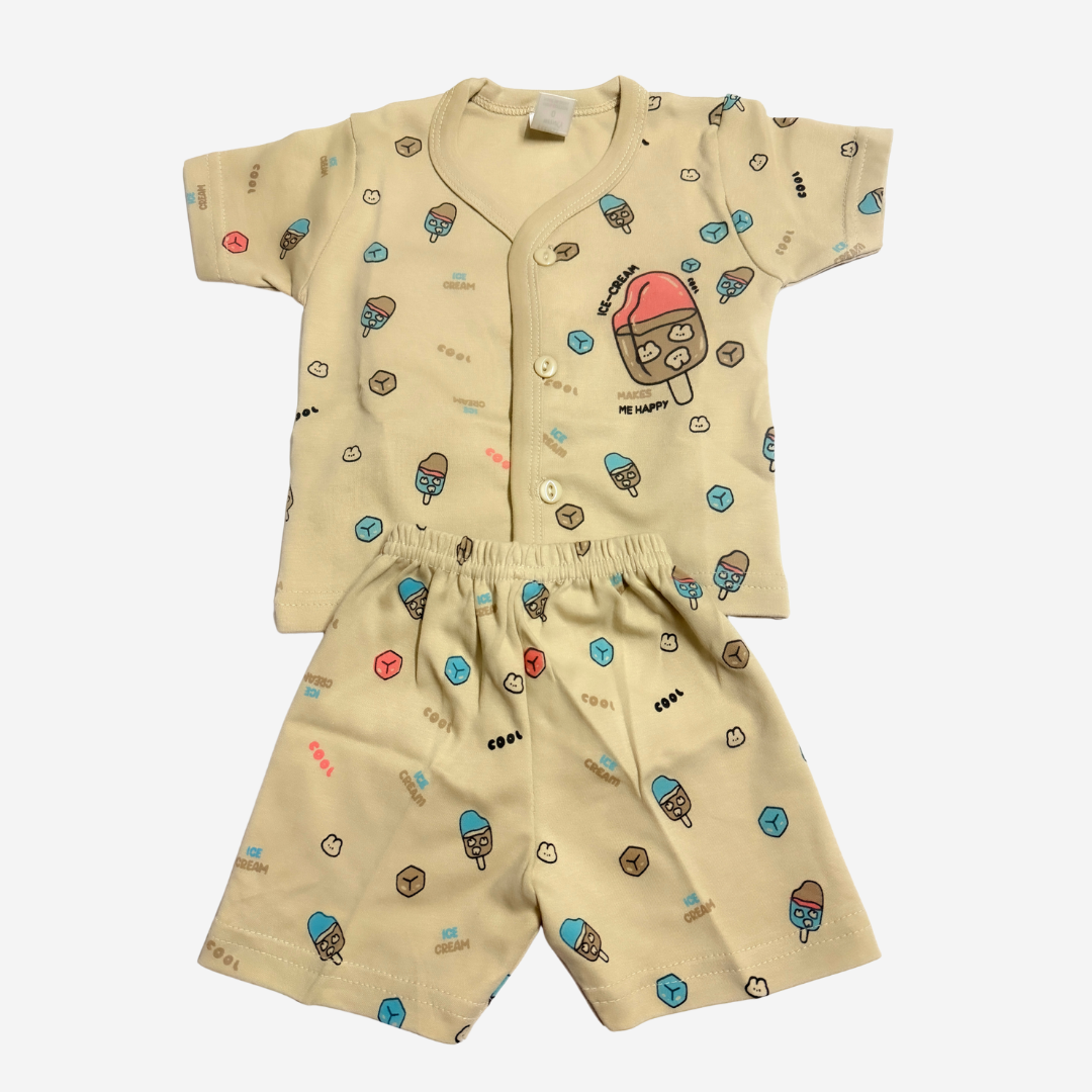 Baby Boys T-Shirt and Shorts Set – Ice Cream Print – Size M (6-12 Months)