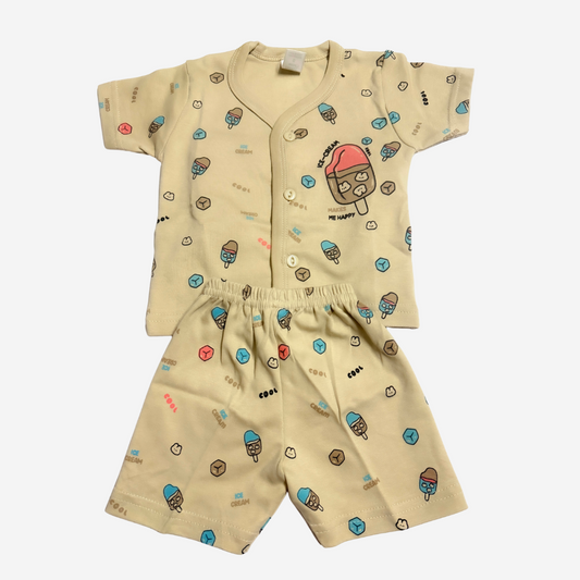 Baby Boys T-Shirt and Shorts Set – Ice Cream Print – Size M (6-12 Months)
