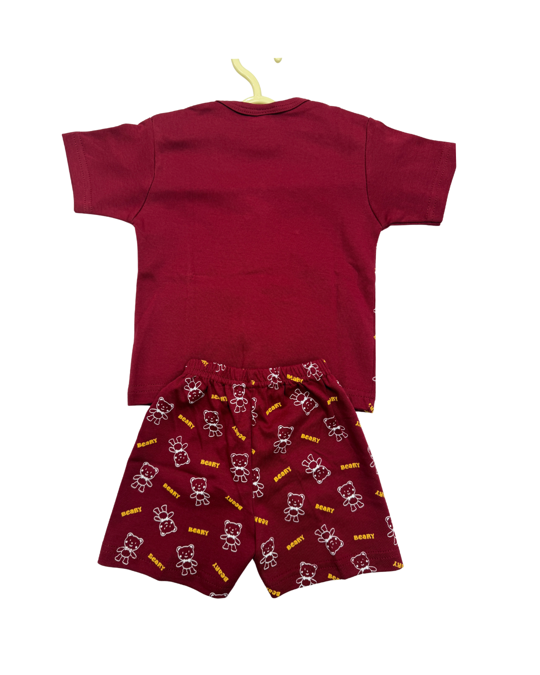 MINIHUG Beary Maroon Cotton Co-ord Set for Babies (3-6 Months) – Unisex