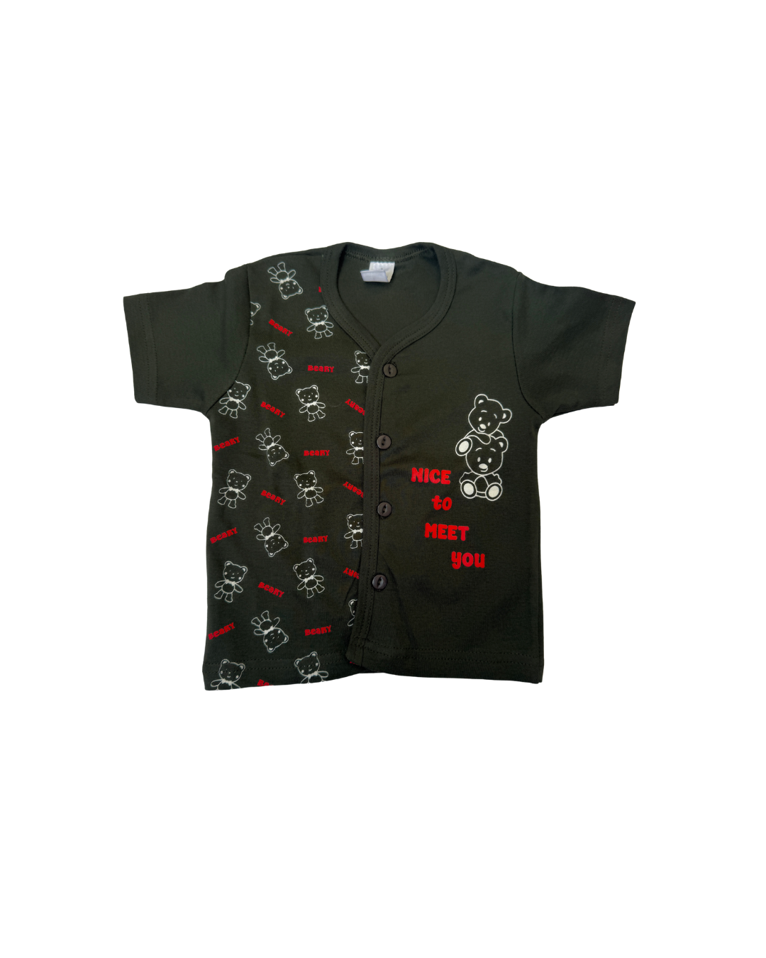 Beary BLACK Cotton Co-ord Set for Babies (6-12Months) – Unisex