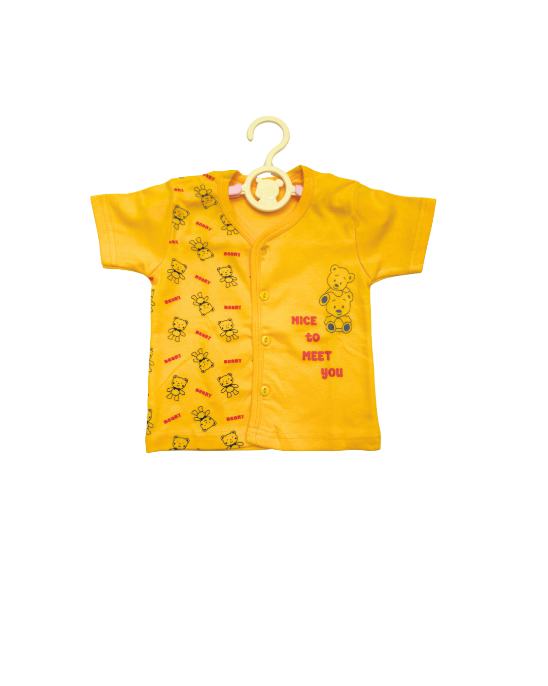 Beary YELLOW Cotton Co-ord Set for Babies (6-12 Months) – Unisex
