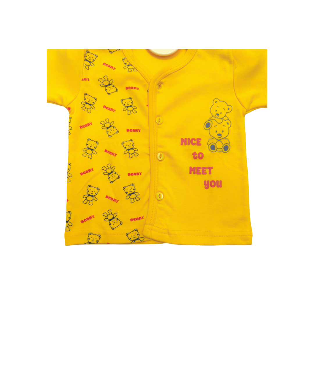 Beary YELLOW Cotton Co-ord Set for Babies (6-12 Months) – Unisex