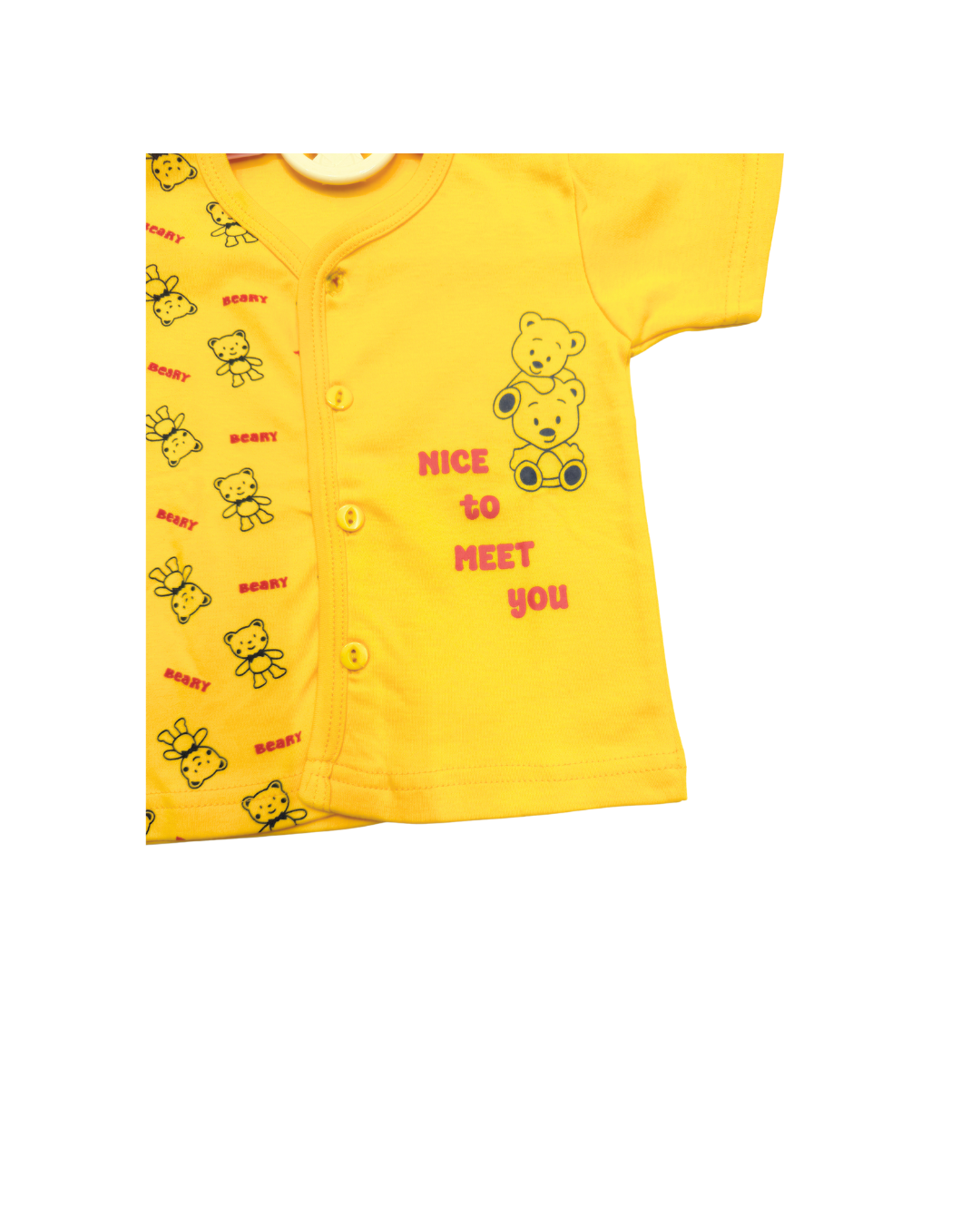 Beary YELLOW Cotton Co-ord Set for Babies (6-12 Months) – Unisex