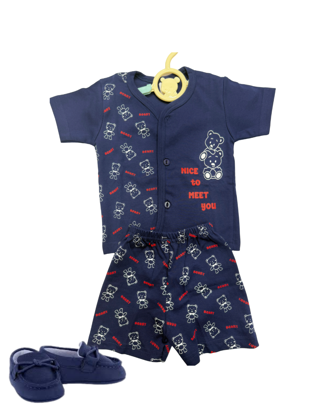 Beary NAVY BLUE Cotton Co-ord Set for Babies (3-6 Months) – Unisex