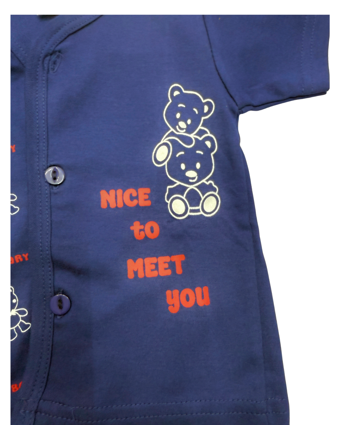 Beary NAVY BLUE Cotton Co-ord Set for Babies (3-6 Months) – Unisex