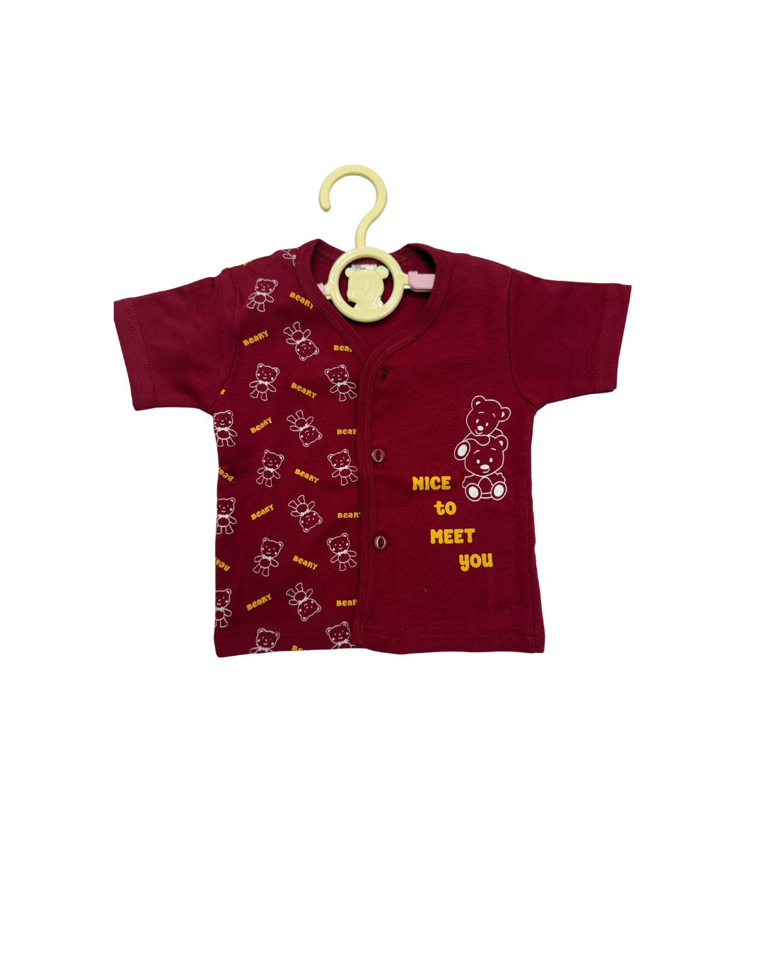 MINIHUG Beary Maroon Cotton Co-ord Set for Babies (3-6 Months) – Unisex