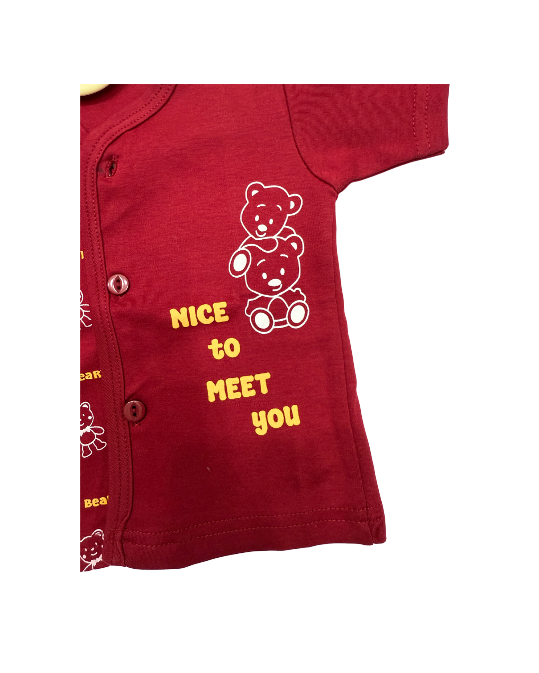MINIHUG Beary Maroon Cotton Co-ord Set for Babies (3-6 Months) – Unisex