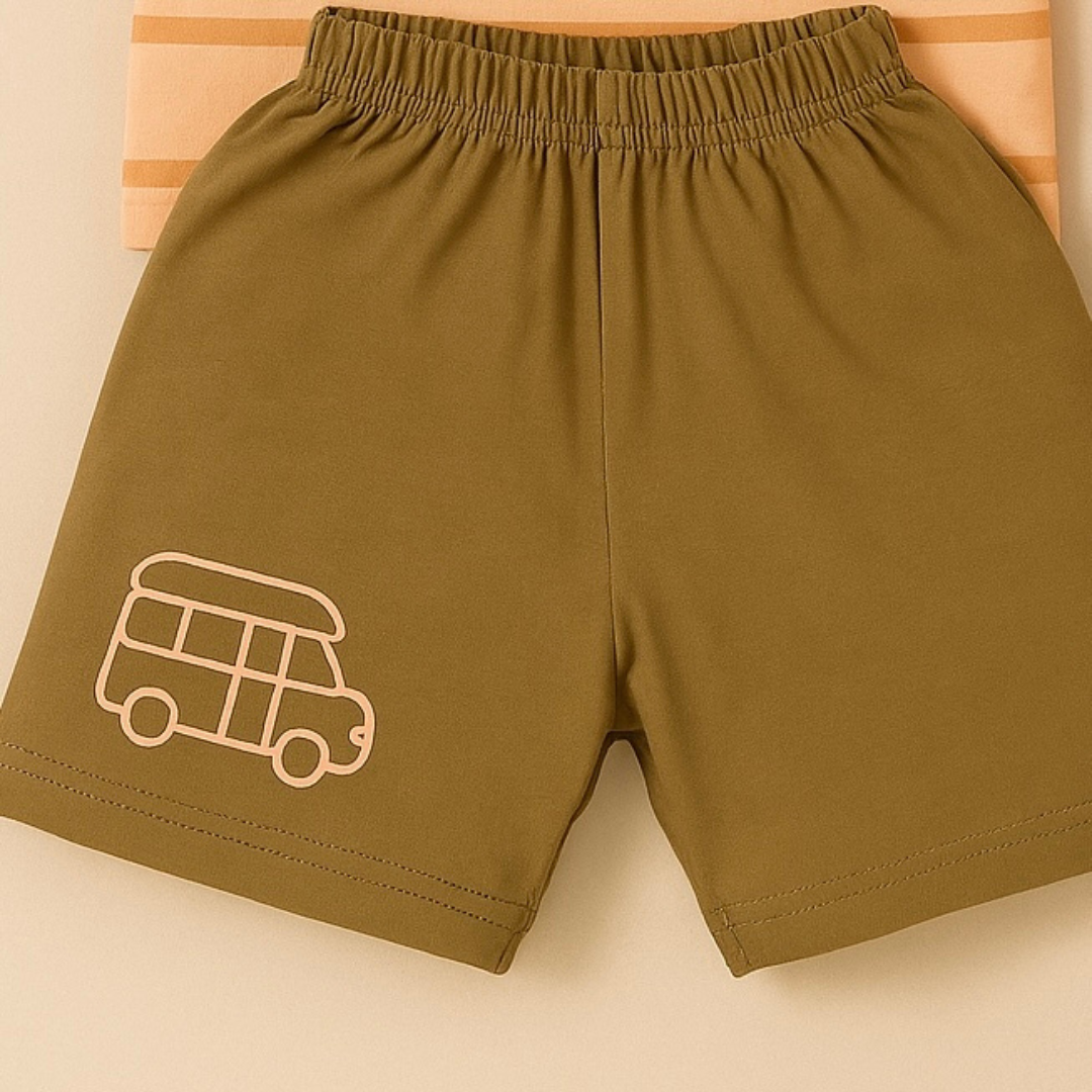 Mini Hug "Funny Day" Baby Boys' Co-ord Set – Orange & Brown Edition