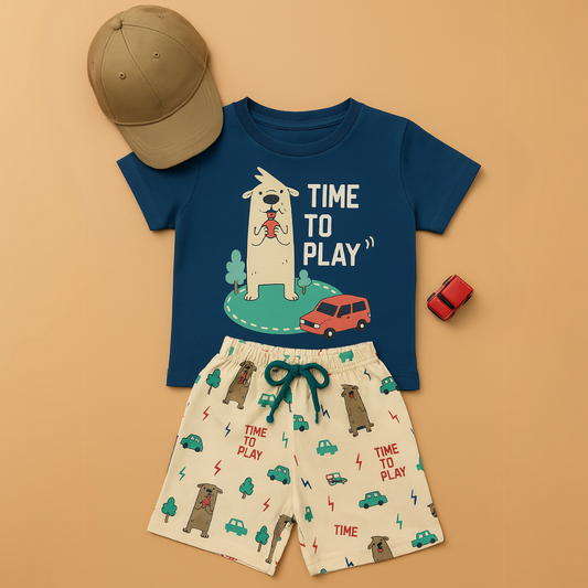 Mini Hug "Time to Play" Baby Boys' Co-ord Set – Blue Bear Adventure Edition