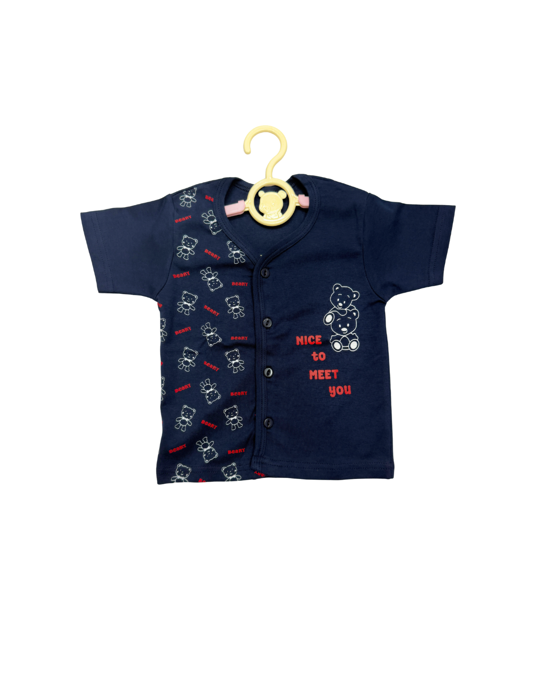 Beary Maroon NAVY BLUE Cotton Co-ord Set for Babies (3-6 Months) – Unisex