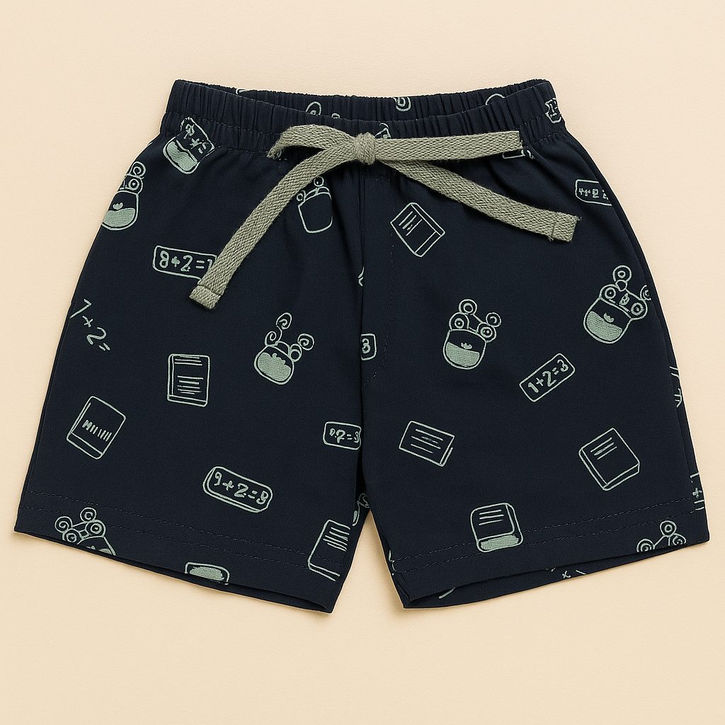 Mini Hug Green & Navy Math Print Cotton Suit Set – Zero Size (0–3 Months)