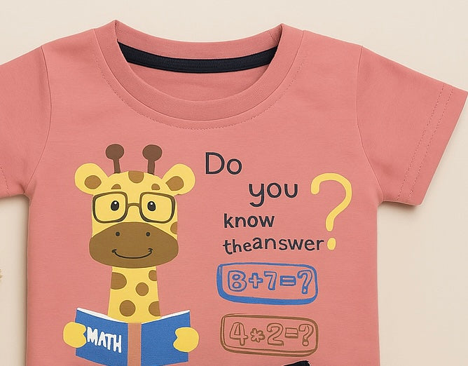 Mini Hug Pink & Navy Giraffe Math Print Suit Set – Zero Size (0–3 Months)