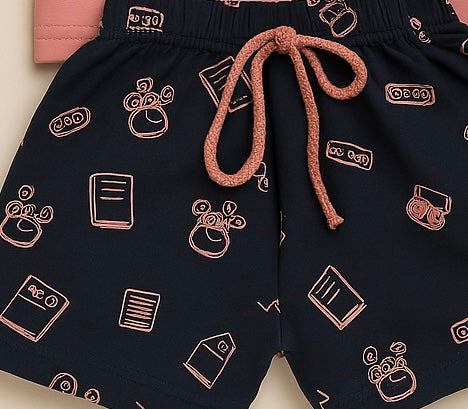 Mini Hug Pink & Navy Giraffe Math Print Suit Set – Zero Size (0–3 Months)